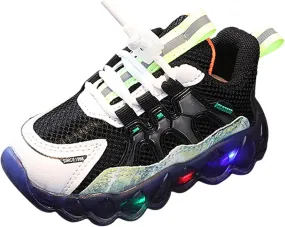 Toddler Boys Girls LED Flashing Sneakers Kids Lightweight Mesh Breathable Soft Sole Sport Shoes for School Casual