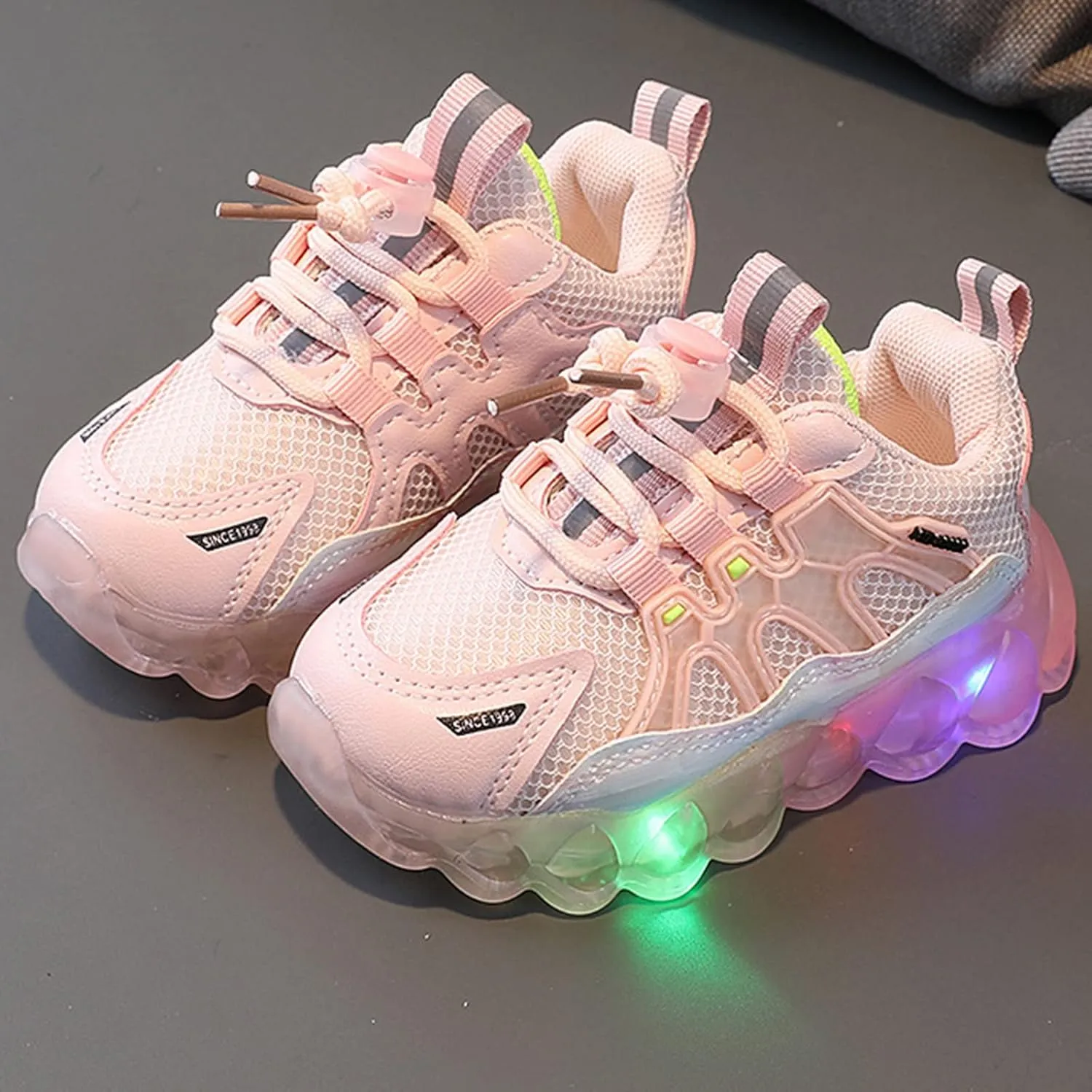 Toddler Boys Girls LED Flashing Sneakers Kids Lightweight Mesh Breathable Soft Sole Sport Shoes for School Casual