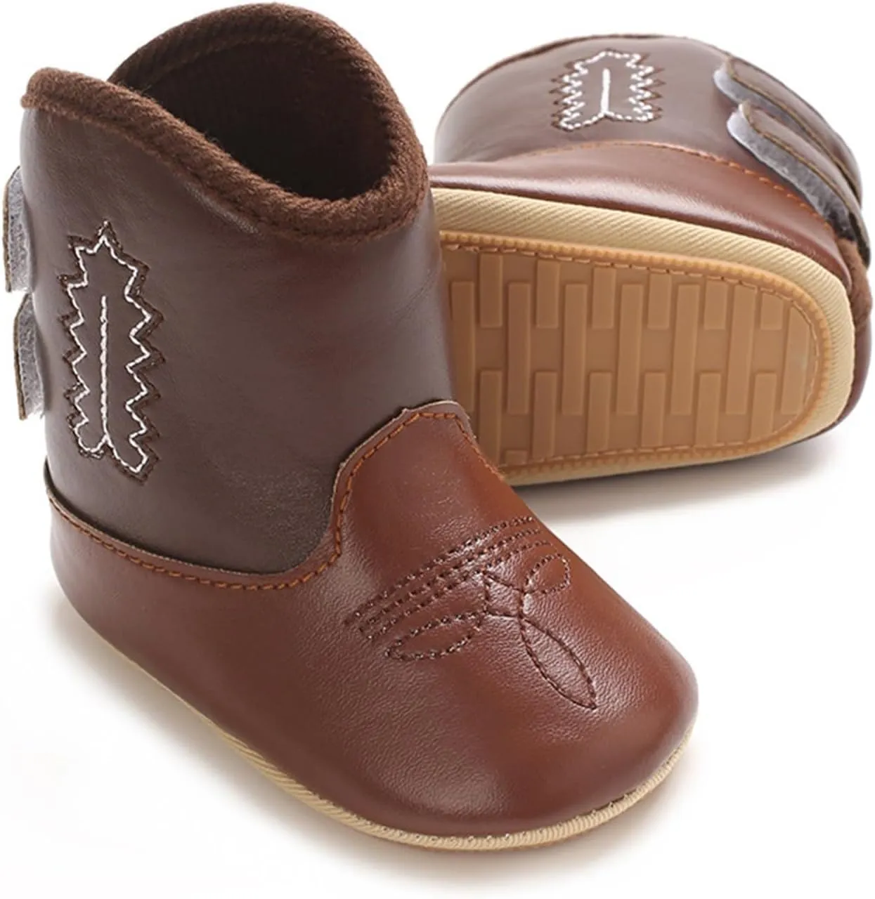 Toddler Infant Leather Soft Sole Cowboy Boots for Baby Boys Girls Newborn Prewalker Non Slip Shoes with Embroidery