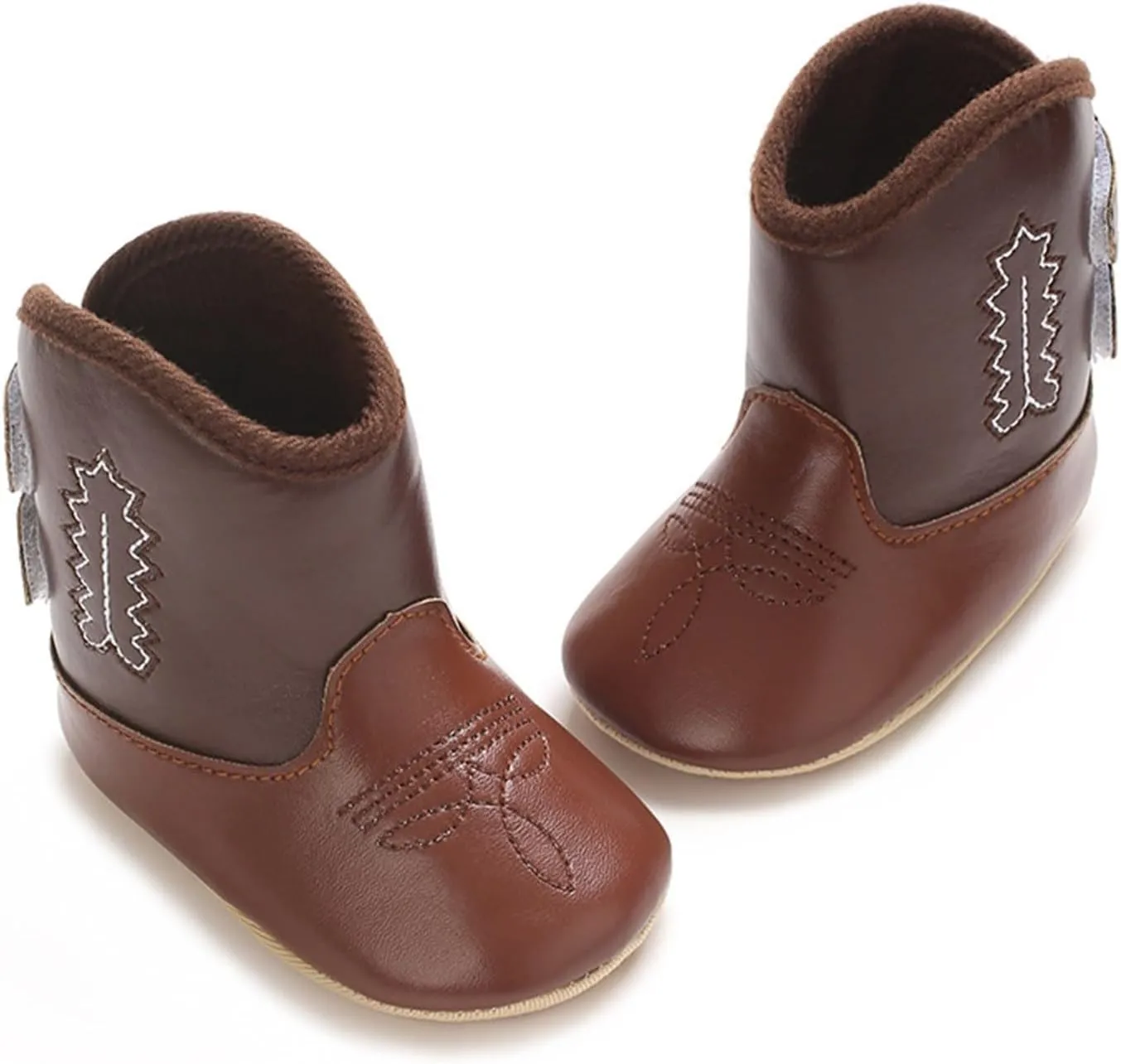 Toddler Infant Leather Soft Sole Cowboy Boots for Baby Boys Girls Newborn Prewalker Non Slip Shoes with Embroidery