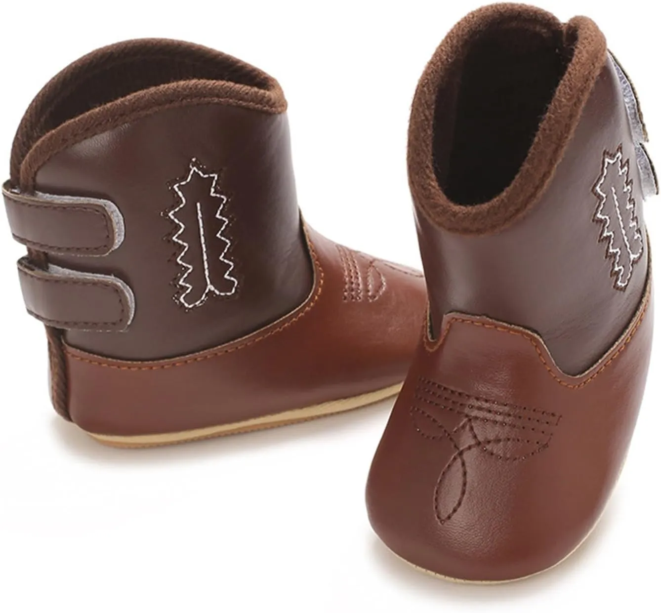 Toddler Infant Leather Soft Sole Cowboy Boots for Baby Boys Girls Newborn Prewalker Non Slip Shoes with Embroidery