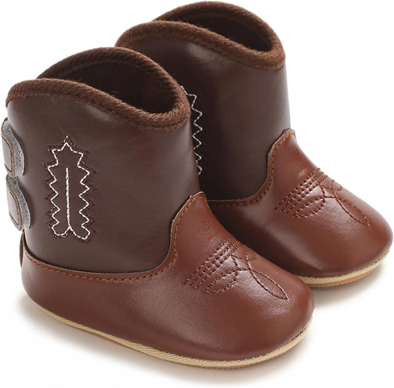 Toddler Infant Leather Soft Sole Cowboy Boots for Baby Boys Girls Newborn Prewalker Non Slip Shoes with Embroidery