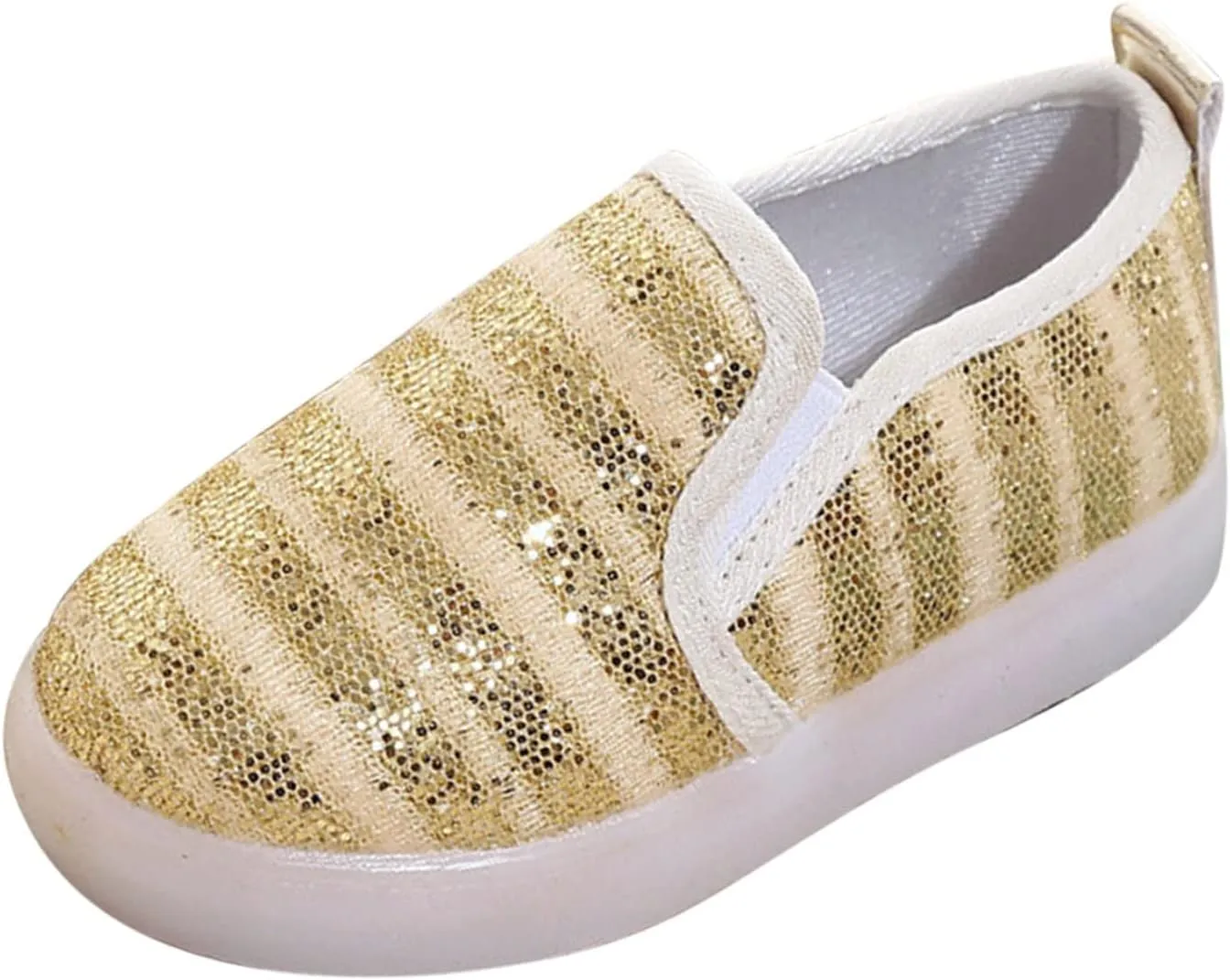 Toddler Light Up Shoes Kids Slip On Canvas Sneakers Walking Shoes Dress Glitter Sequins Shoes for Girls Loafers