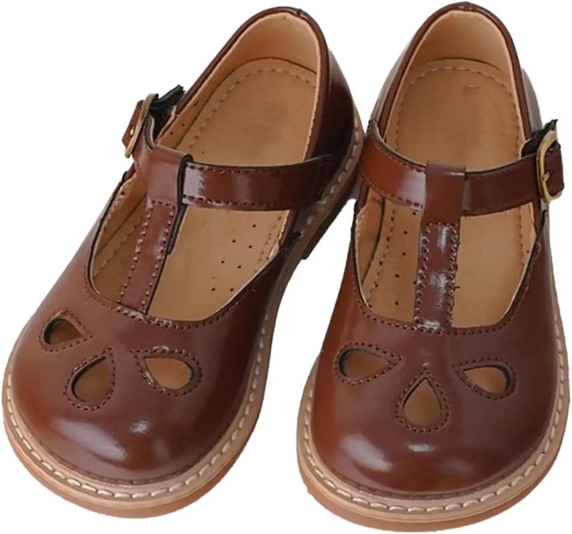 Toddler Little Girl Mary Jane Dress Shoes, Ballet Flats for 2 to 12 Girls Party School Flat Bottom Kids Slides
