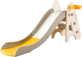 Toddler Slide Indoor Outdoor for Kids, 3 in 1 Foldable Kids Slide Easy Set Up Playset with Basketball Hoop & Ball, Freestanding Baby with Extra Long Slipping Slope for Kid Age 2-7 -Upgraded