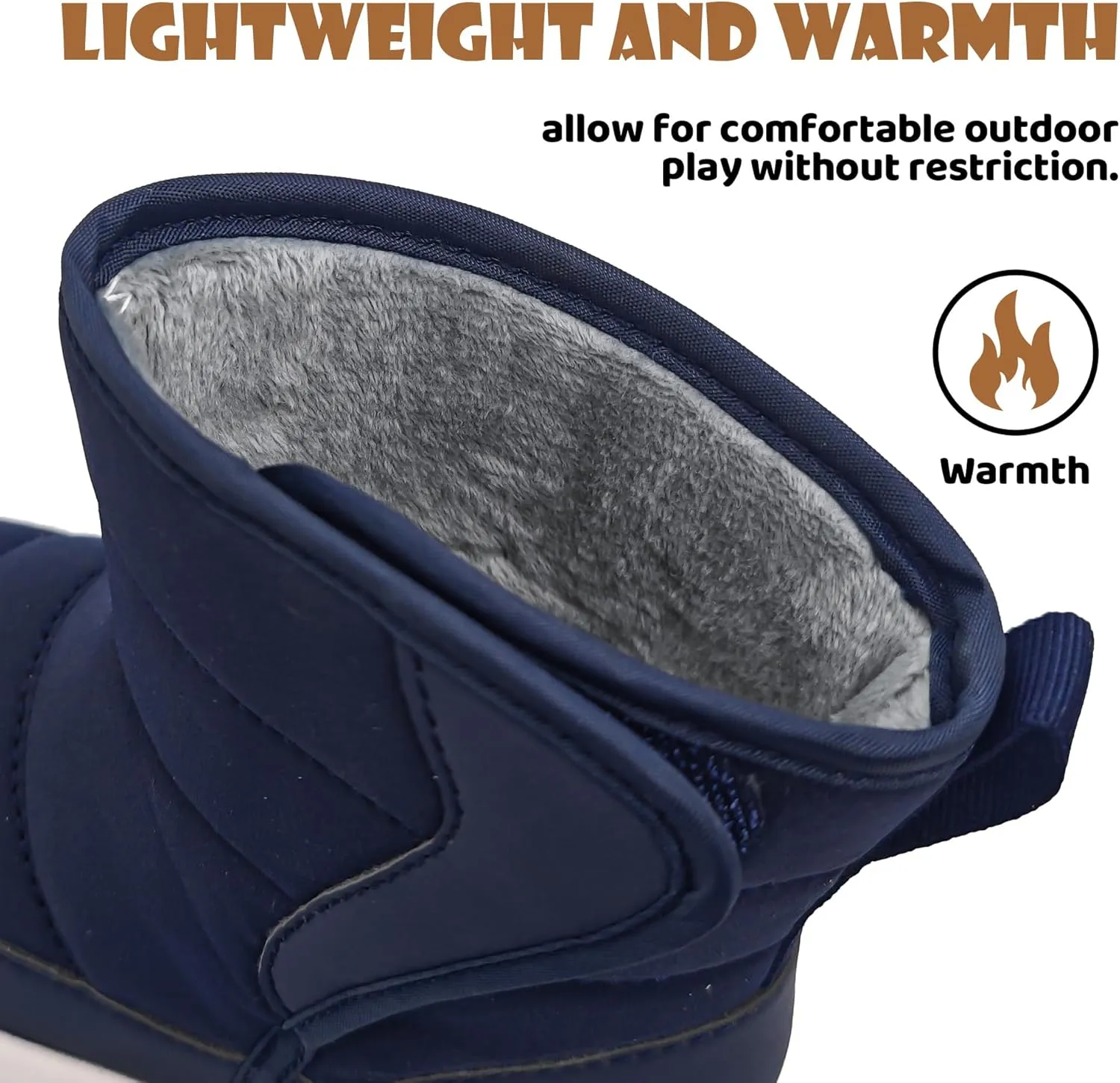 Umerigo Toddler Snow Boots Kids Girls Boys Winter Lightweight Waterproof Warm Fur Lined Boots for Toddler Little Kids