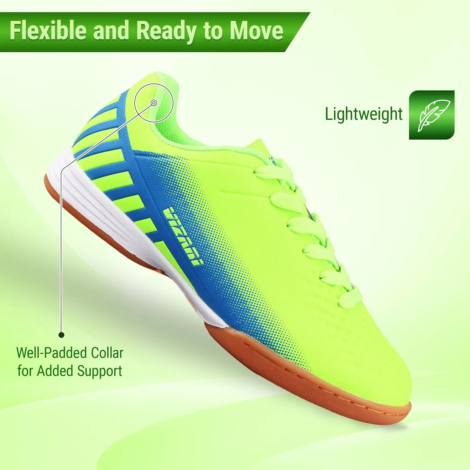 Vizari Santos Kids Indoor Soccer Shoes | Synthetic & Water Resistant Kids Soccer Cleats | Durable Football Shoes with Rubber Outsole for Maximum Traction for Boys and Girls