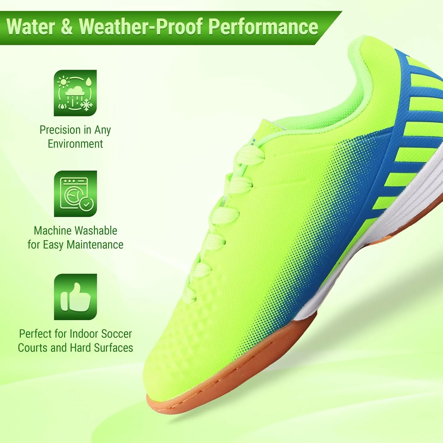 Vizari Santos Kids Indoor Soccer Shoes | Synthetic & Water Resistant Kids Soccer Cleats | Durable Football Shoes with Rubber Outsole for Maximum Traction for Boys and Girls