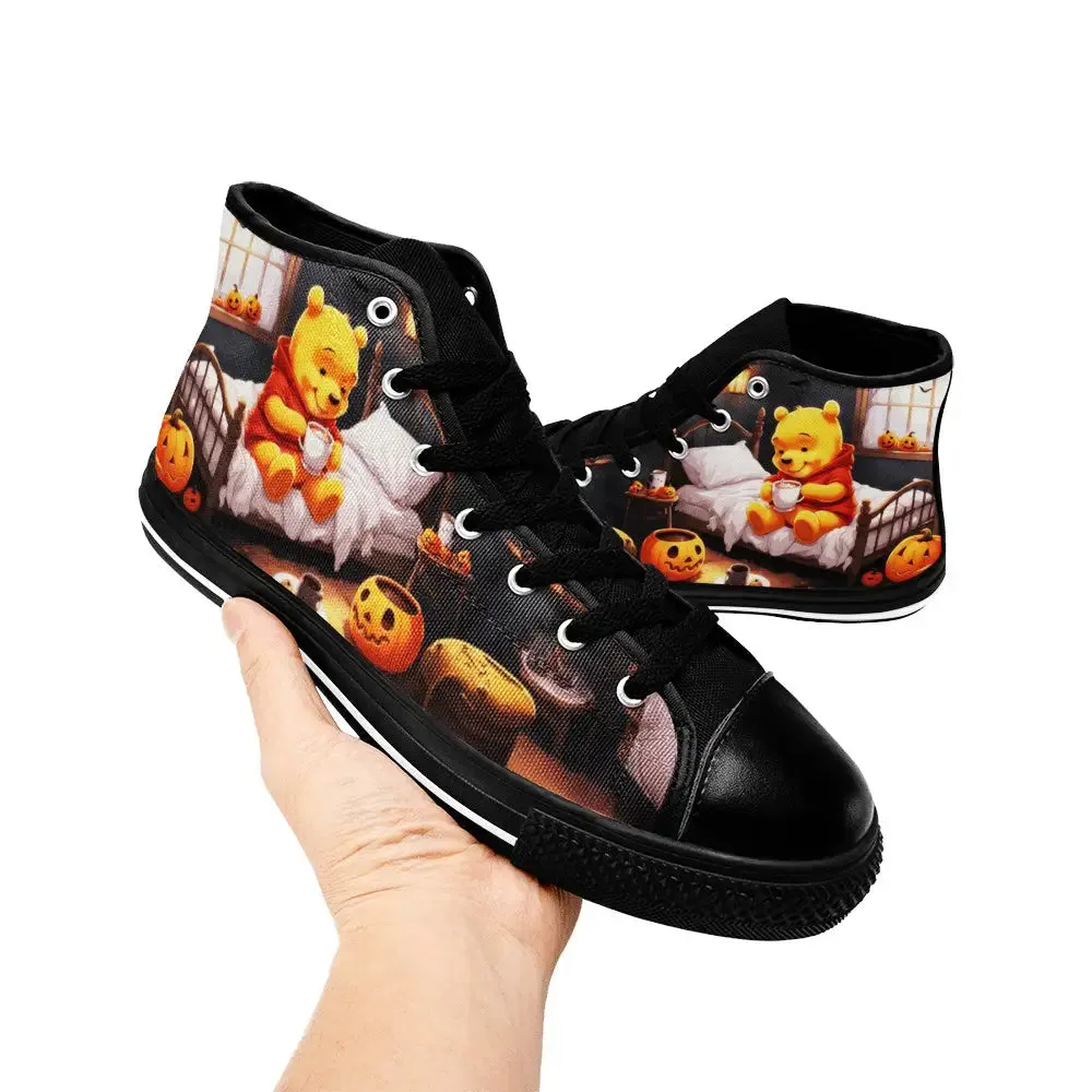 Winnie the pooh Halloween Shoes High Top Sneakers for Kids and Adults