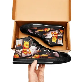 Winnie the pooh Halloween Shoes High Top Sneakers for Kids and Adults