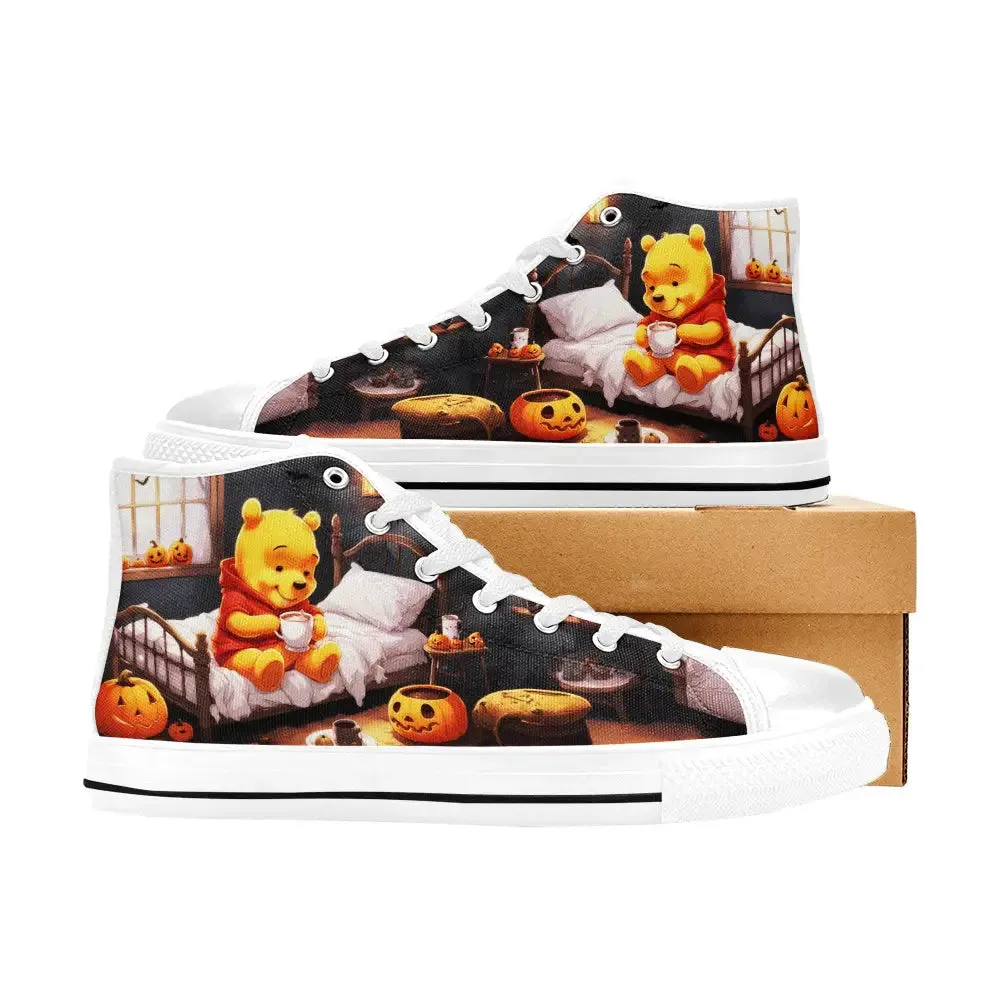 Winnie the pooh Halloween Shoes High Top Sneakers for Kids and Adults