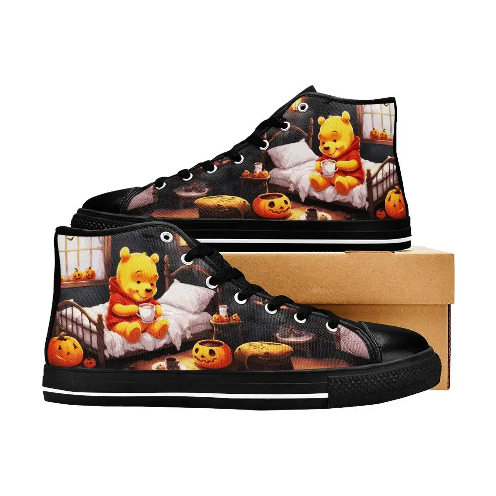 Winnie the pooh Halloween Shoes High Top Sneakers for Kids and Adults
