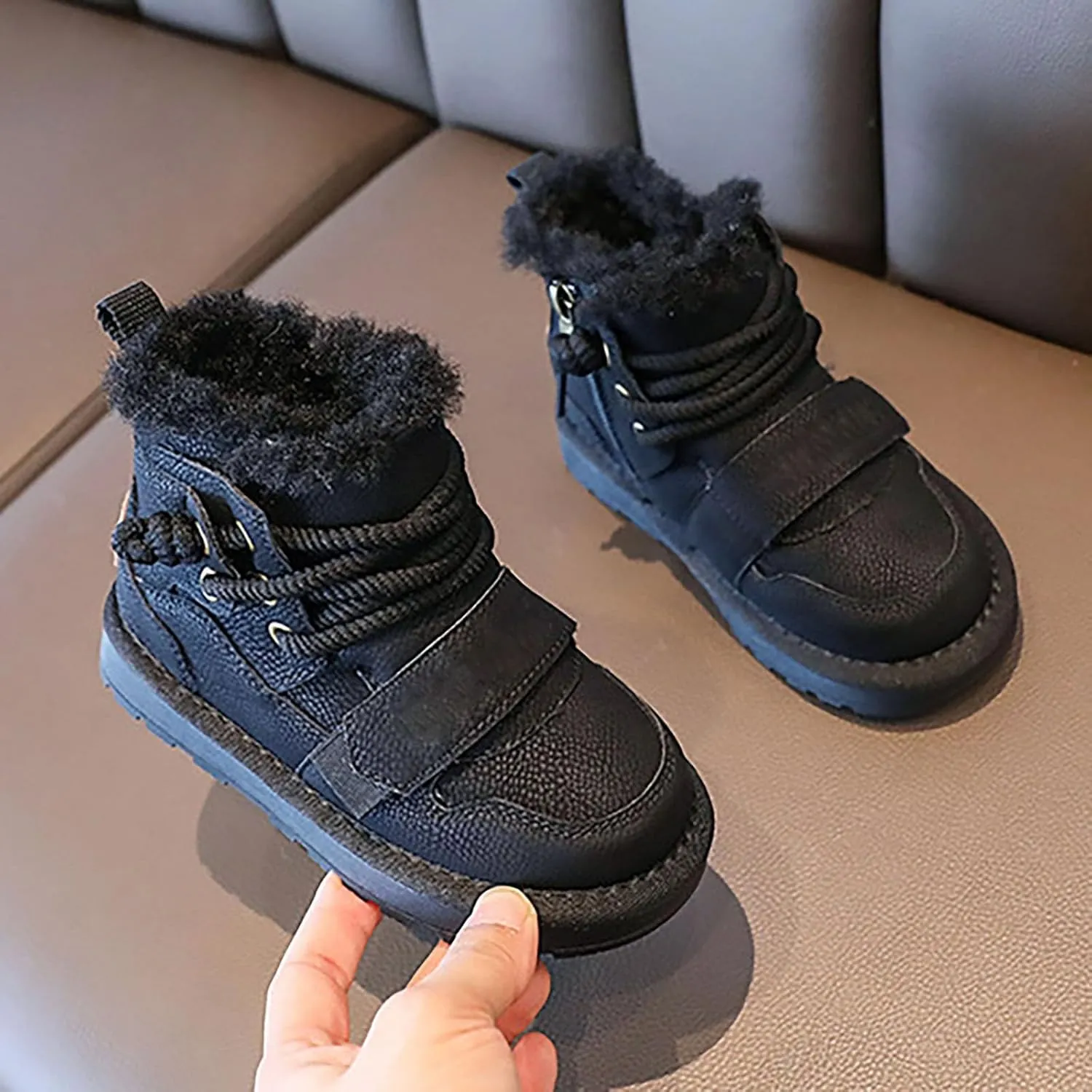 Winter Girls Boys Ankle Boots Kids Comfortable Warm Lined Comfort Casual Sports Shoes for Little Boy Rain Boots Size 6