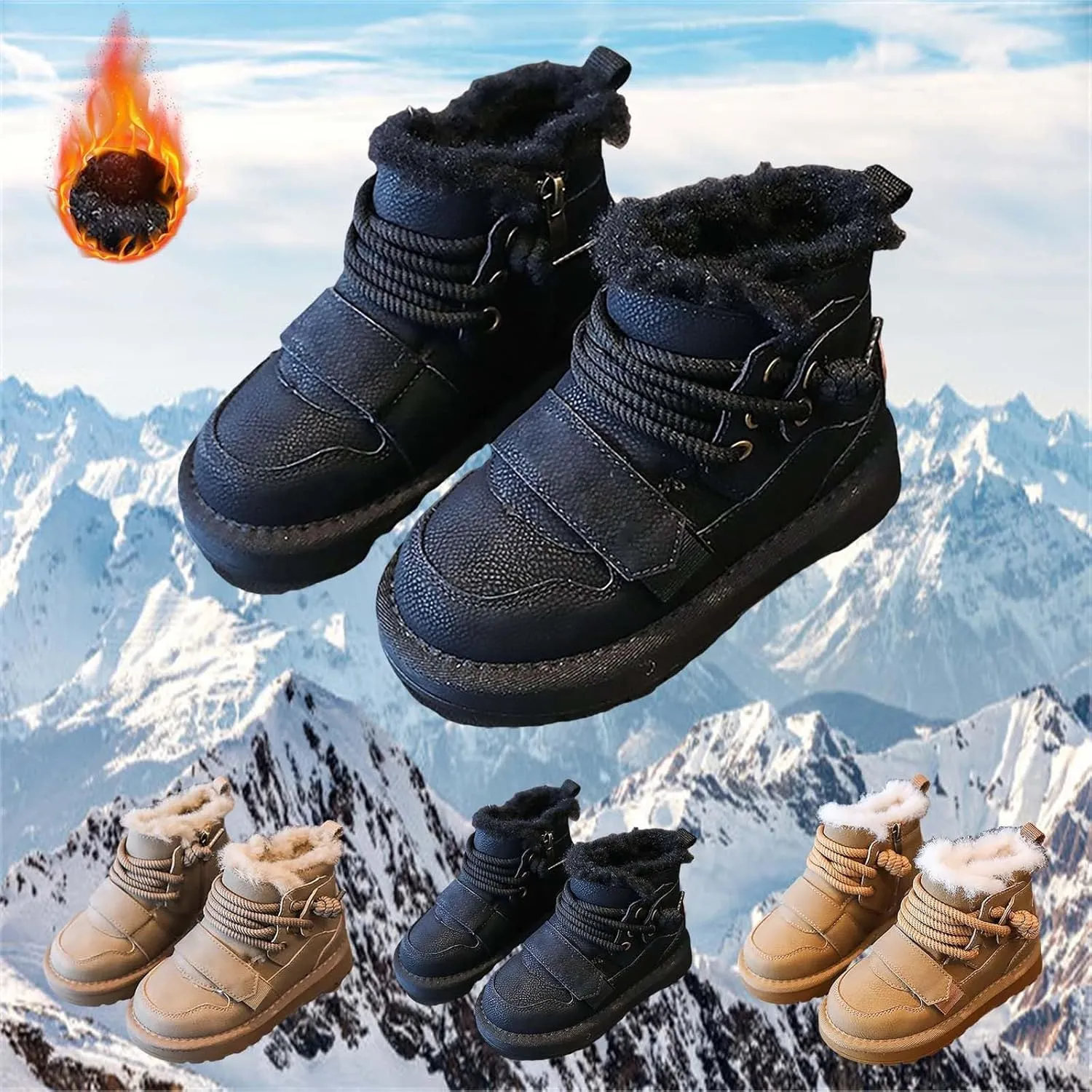Winter Girls Boys Ankle Boots Kids Comfortable Warm Lined Comfort Casual Sports Shoes for Little Boy Rain Boots Size 6