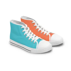 Women's Turquoise & Coral Mismatched High Top Sneakers
