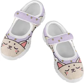 Yzaoxia Girls Slip On Shoes Mesh Breathable Athletic Walking Running Shoes for Kids Hook and Loop Sport Shoes Tennis Shoes Lightweight Barefoot Shoes Casual Footwear for School Gym Outdoor