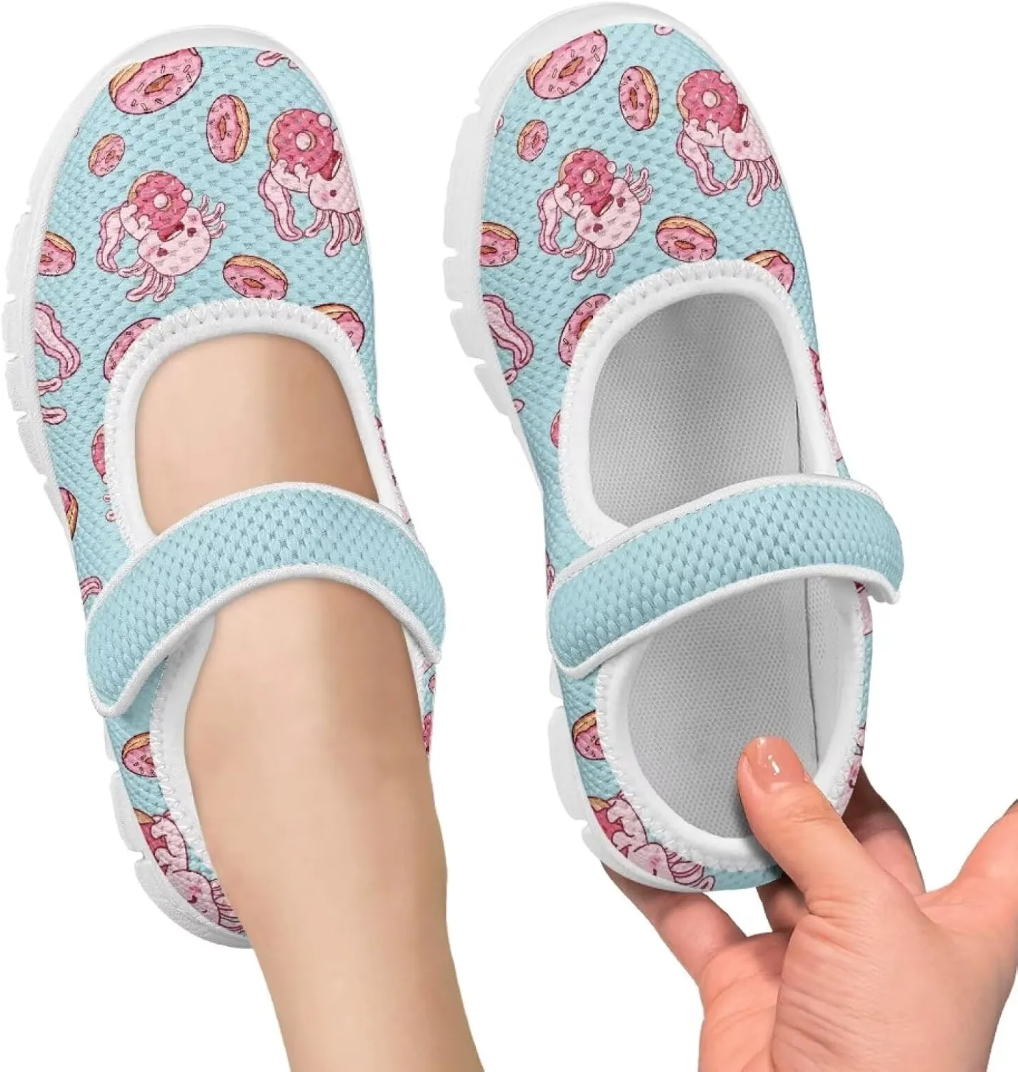 Yzaoxia Girls Slip On Shoes Mesh Breathable Athletic Walking Running Shoes for Kids Hook and Loop Sport Shoes Tennis Shoes Lightweight Barefoot Shoes Casual Footwear for School Gym Outdoor