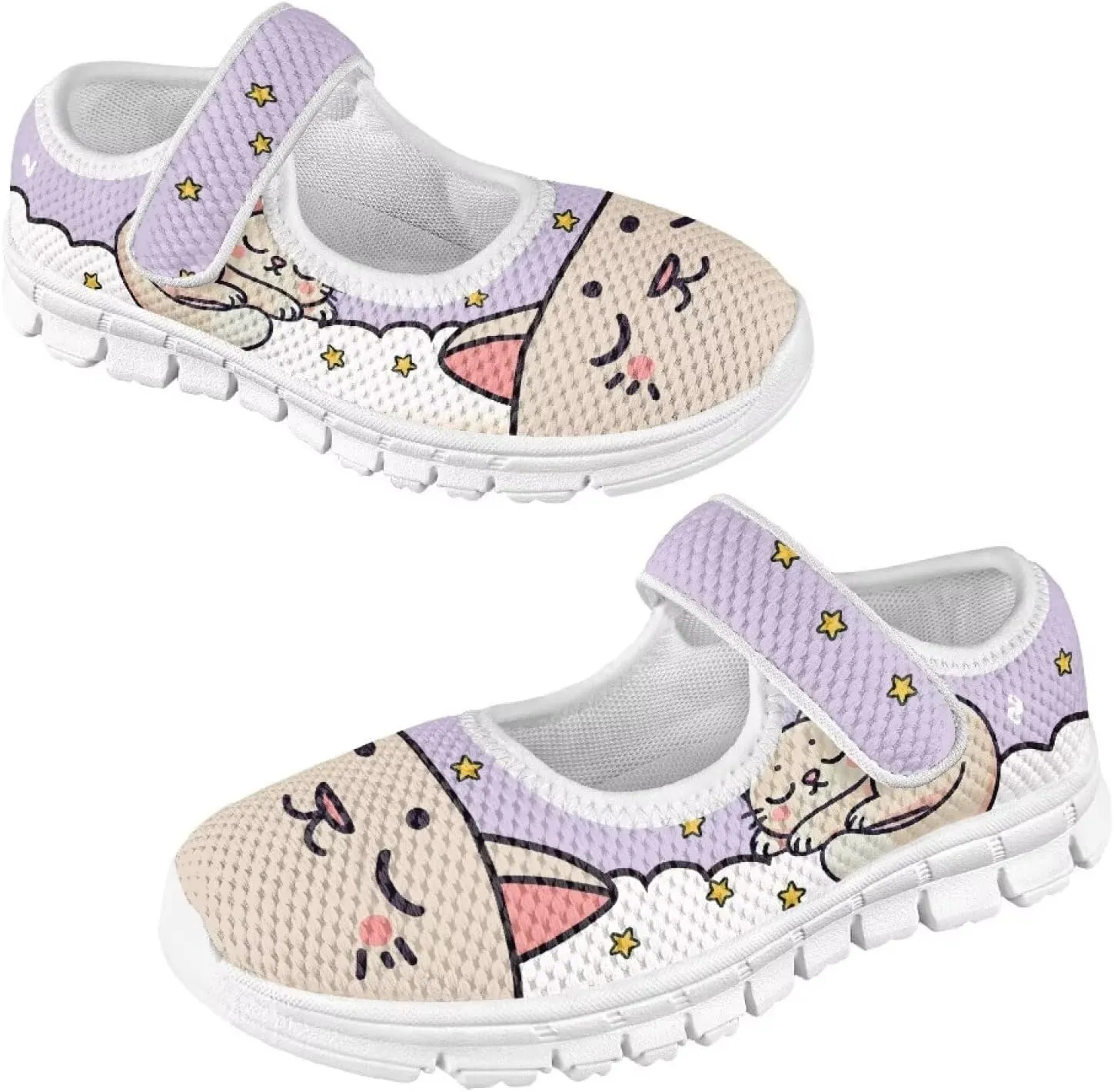 Yzaoxia Girls Slip On Shoes Mesh Breathable Athletic Walking Running Shoes for Kids Hook and Loop Sport Shoes Tennis Shoes Lightweight Barefoot Shoes Casual Footwear for School Gym Outdoor