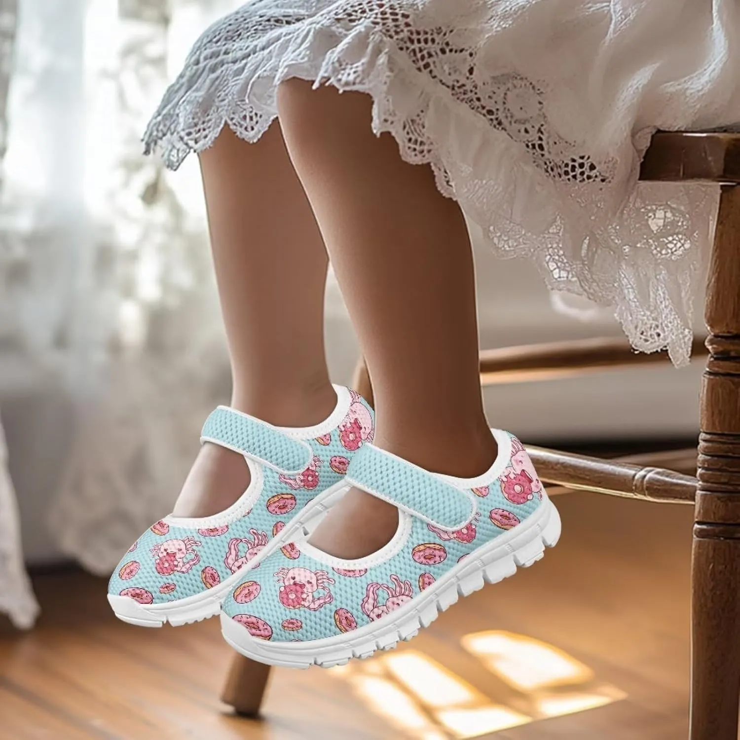Yzaoxia Girls Slip On Shoes Mesh Breathable Athletic Walking Running Shoes for Kids Hook and Loop Sport Shoes Tennis Shoes Lightweight Barefoot Shoes Casual Footwear for School Gym Outdoor