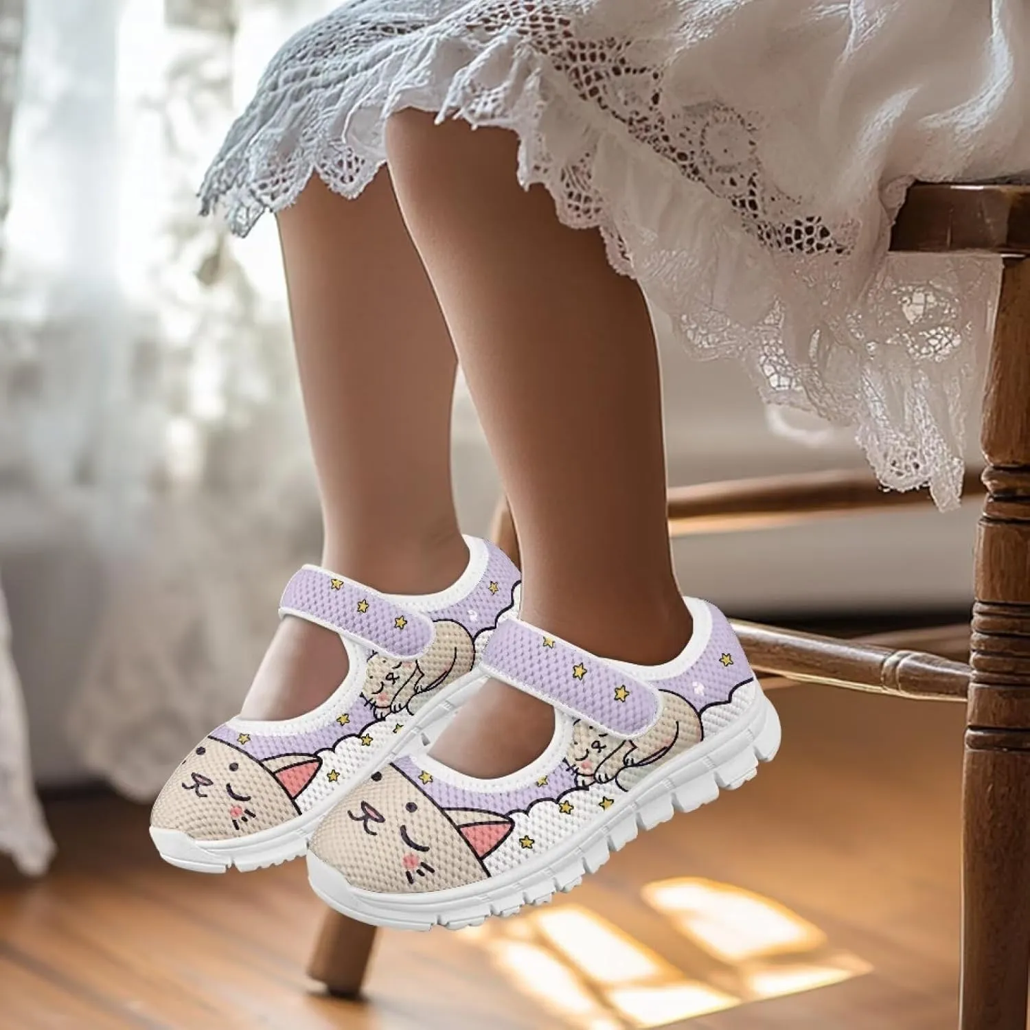 Yzaoxia Girls Slip On Shoes Mesh Breathable Athletic Walking Running Shoes for Kids Hook and Loop Sport Shoes Tennis Shoes Lightweight Barefoot Shoes Casual Footwear for School Gym Outdoor